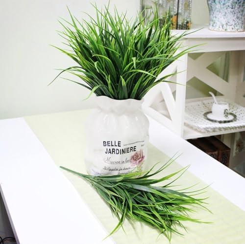 Artificial Wheatgrass Outdoor Plants, Fake Wheat Grass Shrubs UV Resistant Greenery Faux Plastic Plant for Indoor Home Decor Garden Porch Office Wedding Christmas Planter Filler Decoration 12 Bundles - color: Wheat Grass-12 Pcs