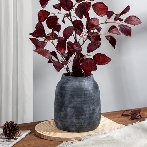 Briful Ceramic Flowers Vase Home Decor, Kitchen Dining Farmhouse Table Vases, Rustic Vintage Living Room Bathroom Bedroom Decorations for Office Coffee Desk Fireplace Shelf Mantel (8.3” Tall) - color: Lightslategray, size: 8.3 Inch