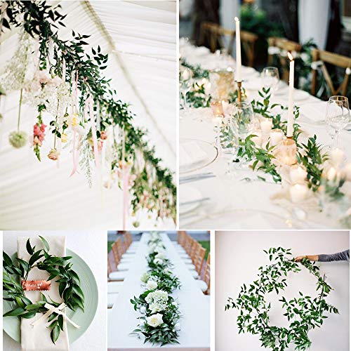 2 Pack Artificial Hanging Leaves Vines, 5.7 Ft Fake Willow Leaves Twigs Silk Plant Vines in Green for Indoor/Outdoor Wedding Decor