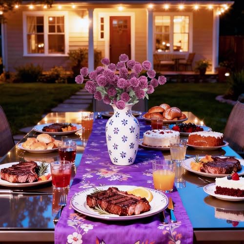 INQCMY Artificial Flowers 12 Pcs Fake Chrysanthemums Faux Kiku Flower Long Stem 20" Realistic Silk Pompon Mums for Vase Wedding Bouquets Centerpieces Home Decor (Deep Purple) - color: Deep Purple