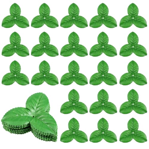 DIVINA VITAE 200 Pcs Artificial Green Leaves 3.74 inch Rose Flower Leaf Fake Green Leaves Faux Leaf for Christmas Party Decoration Bouquet Garland Wreath Wedding Decor Supplies DIY Craft