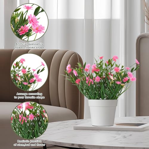 Fake Plants Daisy for Bathroom Decor, Small Potted Artificial Plants Indoor for Shelf Desk Home Bathroom Farmhouse Room Coffee Table Decor, Pink (Pack of 2) - color: Pink
