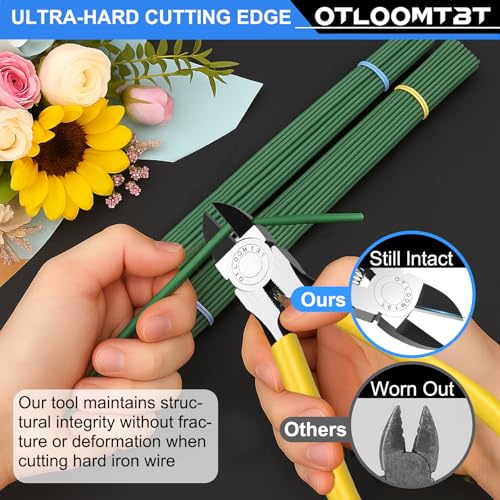 OTLOOMTBT 6-In and 5-In 2 PCS Ultra Sharp Compact Wire Cutters with Long Flat Nose Pliers Ideal for Cutting Crafts, Flowers, Plastics, Appliances and Any Clean Cutting Needs Powerful Wire Cutter