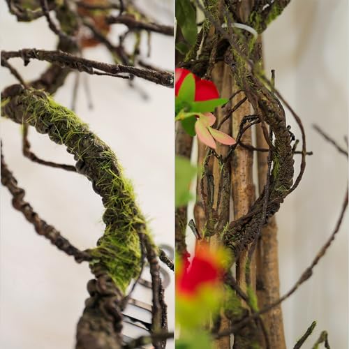 180cm/70.86in Bendable Artificial Tree Branches Vines Greenery Garland Fake Plants Twigs Wall Hanging Moss Room for Outdoor Wedding Archway Patio Jungle Theme Porch Mantel Halloween Decoration
