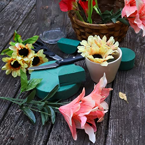 Pack of 6 FLOFARE Round Floral Foam Blocks for Fresh and Artificial Flowers, (6" X 1.4"), Dry & Wet Green Flower Foam for Flower Arrangements and Florist Supplies - size: 6 inch
