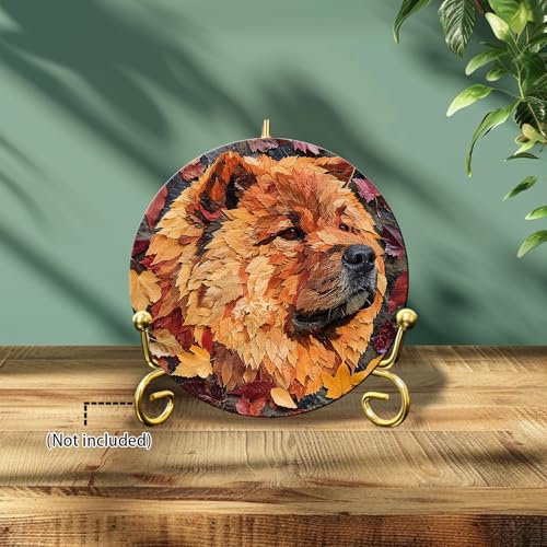 Vintage Chow Chow Dog Round Metal Sign Chow Chow Sign Wall Art Rustic Wreath Wall Decoration for Indoor Outdoor Home Porch Window Decor 8 Inch, Thanksgiving 4 - color: Thanksgiving 4, size: 8 inches