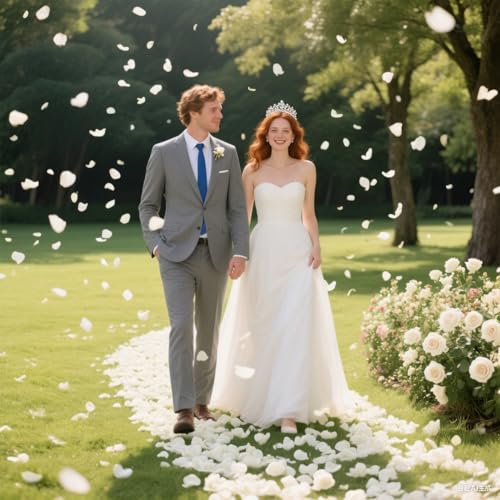 Grever 1000 Pieces Artificial Silk Rose Petals Faux White Flowers for Wedding Valentines Proposal Anniversary and Romantic Party Decoration (White) - color: White