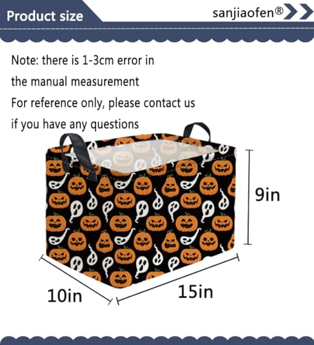 Rectangular Kids Basket,Halloween Basket.Cute Baskets for Room Decor, Pumpkin Baskets with Handles.Books Bins,Gifts Box. (Black Pumpkin) - color: Black Pumpkin