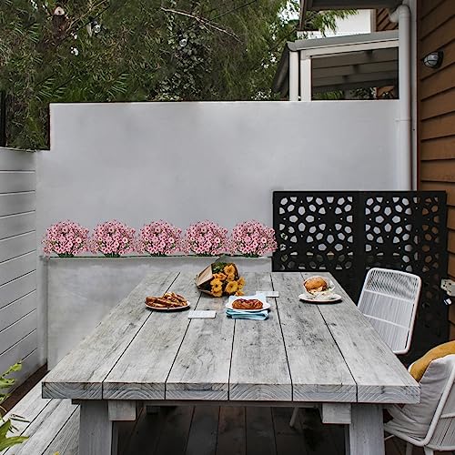LikSoor 21 Bundles Artificial Outdoor UV Resistant Flowers No Fade Fake Outside Flowers Plastic Greenery Faux Shrubs Garden Porch Window Box Home Decoration(Pink) - color: Pink