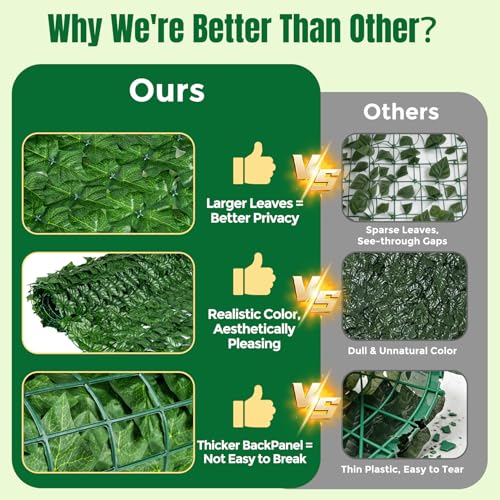 KASZOO Artificial Ivy Privacy Fence Screen - 120''(L) x 40''(W) Faux Greenery Wall Panels for Outdoor Privacy, Balcony, Patio, Backdrop, Fence Decor,Realistic Green Leaves for Wall or Garden Use - size: 120 in x 40 in - Printed Maple Leaf