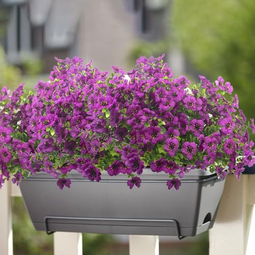 Grunyia 10 Bundles Artificial Flowers Outdoor UV Resistant Fake Flowers No Fade Faux Plants Garden Porch Window Box Decorating (Light Purple) - color: Light Purple