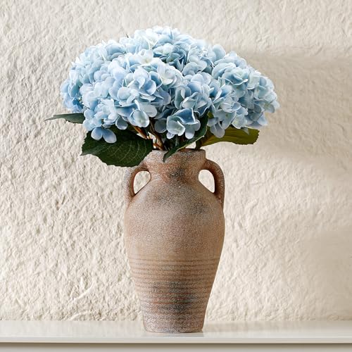 Ceramic Rustic Flower Vase, 10.83 Inch Pottery Modern Vase for Shelf, Tabletop, Vintage Farmhouse Home Decor for Coffee Table, Living Room, Mantle, Fireplace, Entryway - color: Rust 10.83 Inch