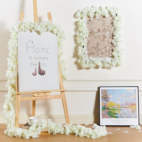 6Pcs 35.4FT White Cherry Blossom Garland 6pcs Silk Pink Flowers Garland Artificial Cherry Blossom Vines Hanging for Wedding Party Sakura Cute Spring Summer Decor - color: White, size: 6 PC