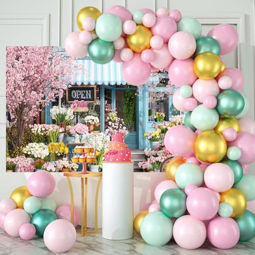 Mocsicka Spring Flowers Backdrop Pink Floral Flower Shops Party Wall Picture Decorations Vintage Photography Background Party Supplies Photo Studio Props (Pink, 6x4ft(72"x48")) - size: 6x4ft(72"x48")