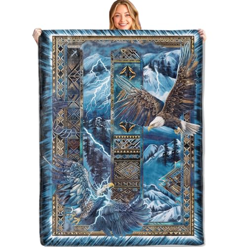Blue Eagle Mountain Throw Blanket,40x50in,Soft,Lightweight Flannel,Majestic Eagles Southwestern Blankets - Gifts for Adult & Wildlife Lovers,for Couch Office Travel,Home Living Room Decor - color: Eagle 01, size: 40x50in