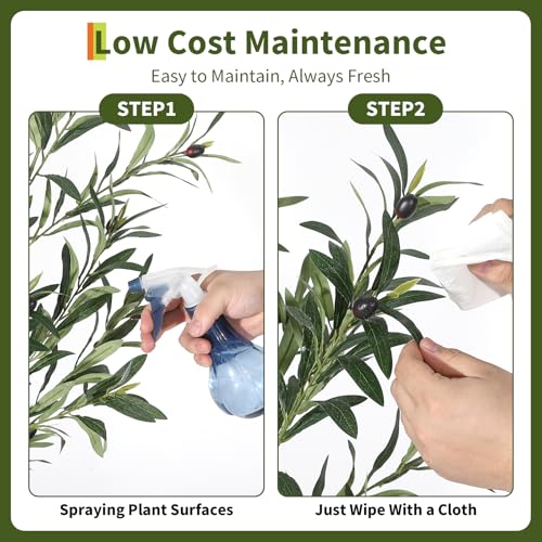 Garvee 7FT Indoor Olive Tree, Artificial Plant with Oval Planter, Lifelike Foliage and Fruits, Fake Plant for Home Decor, Office, Porch and Living Room - size: 7ft