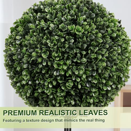 VIVATREES 3FT UV-Resistant Artificial Triple Ball Boxwood Topiary Set of 2, All-Weather Outdoor & Indoor Decor for Garden, Porch, Entryway - size: 3FT-2Pack