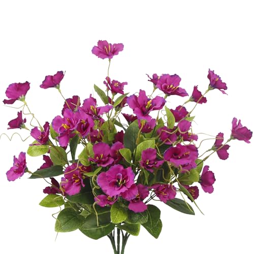 3 Pcs Artificial Flowers for Outdoors Hibiscus Spring Summer Decor Fuchsia Artificial Tropical Flowers Realistic UV Resistant Silk Hibiscus Flowers for Outside Planter Front Door Porch Patio - color: Fuchsia