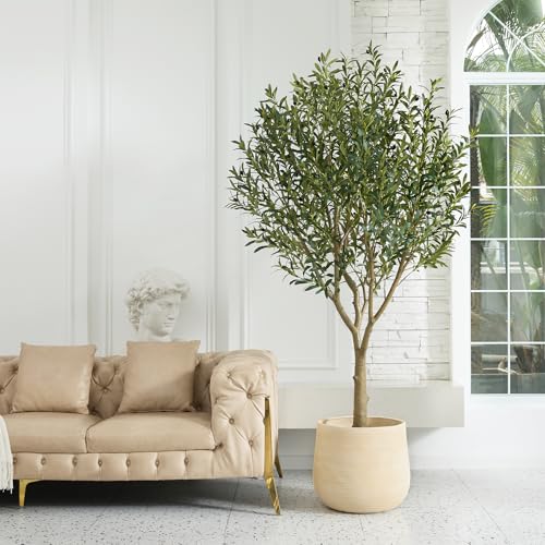 VeriNatural Artificial Olive Tree 7FT - Large Fake Olive Trees Indoor with 3066 Silk Leaves, Outdoor Potted Faux Plant with UV Resistant for Living Room,Office,Patio, Home Decor,VN157 - size: 7ft