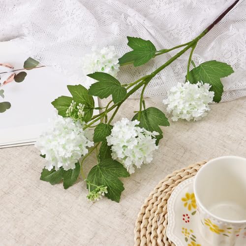 DEMIUKO 4PCS Artificial Hydrangea Flowers 30 Inch Fake Silk Hydrangea Flower with 20 Real Touch Blooms Realistic Faux Hydrangeas Decorations for Wedding Table Centerpieces Vase Home Decor - color: White
