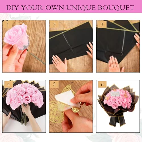 Pink Glitter Roses Bouquet, 30 Pcs DIY Fake Flowers Bouquet, Everlasting Shiny Artificial Rose Bouquet for Valentine's Day, Anniversary, Engagement, Wedding - color: Light Pink