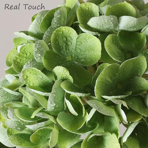 Nubry 4Pcs Hydrangea Artificial Flowers, 22.5In Latex Faux Real Touch Large Hydrangea Flowers with Long Stems & Leaves for Home Office Decor Wedding Party Arrangements(Beige&Green) - color: Beige&green, size: 4 Pcs