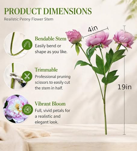 4 Pcs Silk Peonies Artificial Flowers Bulk Faux Peony Bouquet Fake Flower for Wedding Bridal Shower Centerpieces DIY Floral Arrangements Home Party Decorations (Peach Red) - color: Peach Red