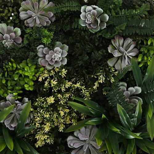 3rd Street Inn Greenery Panel - Artificial Hedge Wall - Fake Plant Wall Backdrop - Privacy Screen - Interlocking Panels - Indoor Outdoor Décor (12, Rainforest Mix) - color: Rainforest Succulent Mix