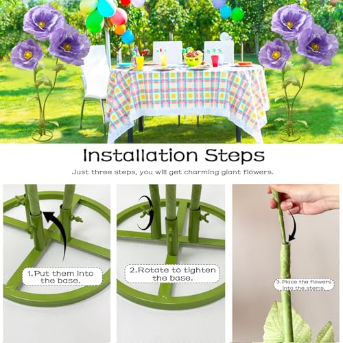 Giant Artificial Flowers for Decoration, Large Wedding Birthday Party Exhibition Banquet Backdrop Photography Props Shop Window Display Stage Nursery Events Bridal Showers Home Garden Decor, Purple - color: Purple