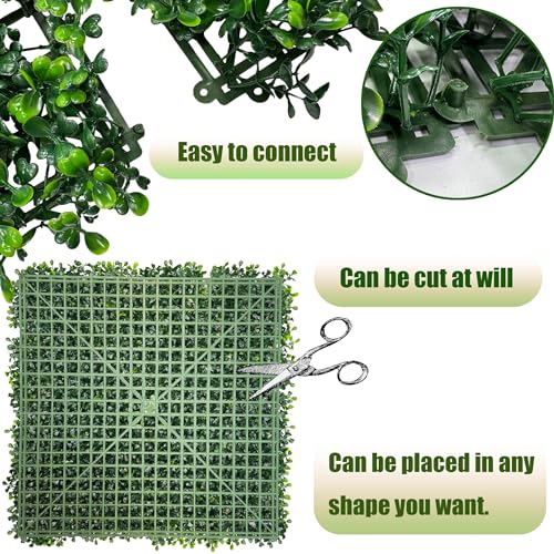 Artificial Boxwood Panels,20"x 20"(16P) UV-Anti Faux Grass Panels for Interior Wall, Greenery Backdrop,Garden and Indoor Outdoor Plant Wall&Fence Covering Privacy for Backyard Decor - size: 20"x20" 16