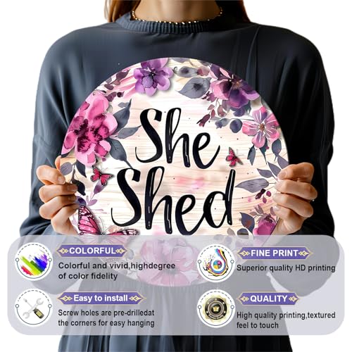 Vintage She Shed Round Metal Sign She Shed Decor Rustic Wreath Wall Decoration for Home Kitchen Garden Women Cave Indoor Outdoor Home Porch Window Decor 12 Inch - color: Thanksgiving 11, size: 12 inches