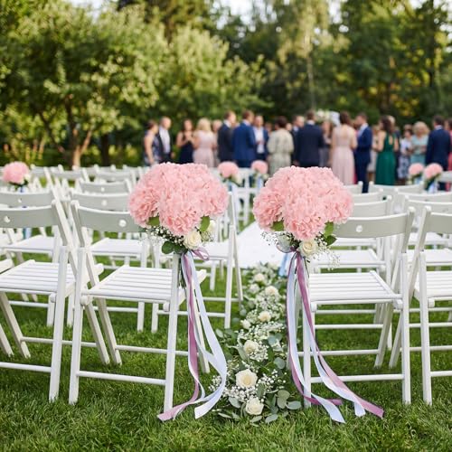 IPOPU 6PCS Real Touch Faux Hydrangea Artificial Flowers Light Pink Hydrangeas with Stems Lifelike Fake Hydrangeas for Home Table Wedding Baby Shower Party Floral Arrangements (Light Pink) - color: Light Pink