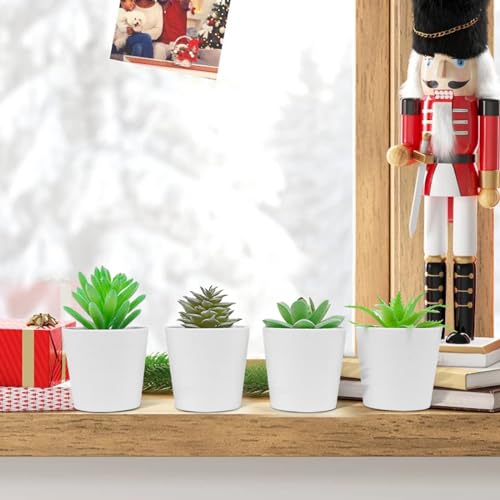 Uguisu Mini Fake Plants, Small Fake Succulents, Small Artificial Succulents, Plastic Plant Pot, Office Bathroom Farmhouse Room Decoration. (4/Velvet Green) - color: Velvet Green