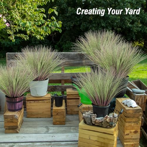 Ttranewsoo Fake Grass Artificial Grass Greenery Stems Fall Flowers Artificial Shrubs Wheat Grass Greenery Home Decor Artificial Plants Ornamental Grass Outdoor Fake Grass Leaves(24pcs) Purple-Green - color: Purple Green24