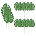 12Pcs Artificial Palm Leaves, Faux Tropical Monstera Realistic Safari Jungle Leaf for Hawaiian Luau Party, Wedding, Birthday, Jungle Beach Theme Decorations (Green) - size: 11.8*5.5 in