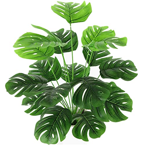 CATTREE Artificial Monstera Deliciosa Plant 21 Inch, Fake Tropical Palm Tree Faux Greenery Leaves Plants for Indoor Outdoor Home Office Garden Houseplants Decor Wedding Party DIY Decoration - 1 Pack - color: Monstera Plants - 1 Pcs