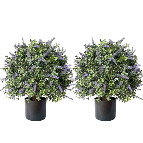 ALL SEASON GREEN Artificial Lavender Topiary Tree, 20'' Purple Flowers Potted Faux Outdoor Plant, Front Porch Decor - size: 20'' Tall