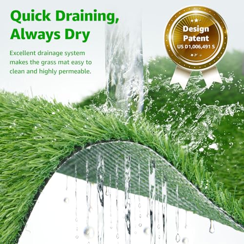 Dog Grass Pad with Tray, 45”×29” Large Dog Litter Boxes with Artificial Grass, Reusable Washable Pee Pads for Dogs, Indoor Outdoor Pet Toilet Puppy Training Potty for Balcony - size: 45"x29"（3 Layer Potty System)