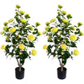 Artificial Camellia Tree 3.4ft Fake Trees pseudophyte (2, Yellow)