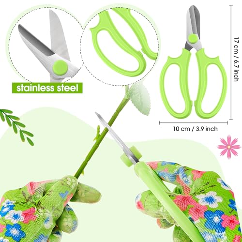 Lasnten 14 Pcs Mother's Day Rose Stripper Thorn Remover Tool Garden Pruning Shears Scissors Kit Leaf Stripping Tool Floral Gloves and Floral Tape Flower Stripper Kit Gift for Wedding Outdoor(Green) - color: Green