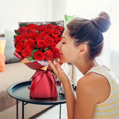 ADDWel 24 Preserved Red Roses Bouquet - Real Roses That Last 3+ Years, Romantic Anniversary & Birthday Gifts for Women, Wife, Girlfriend - Two Dozen Infinity Flowers for Delivery - color: Preserved Red Roses Bouquet - 24 Roses