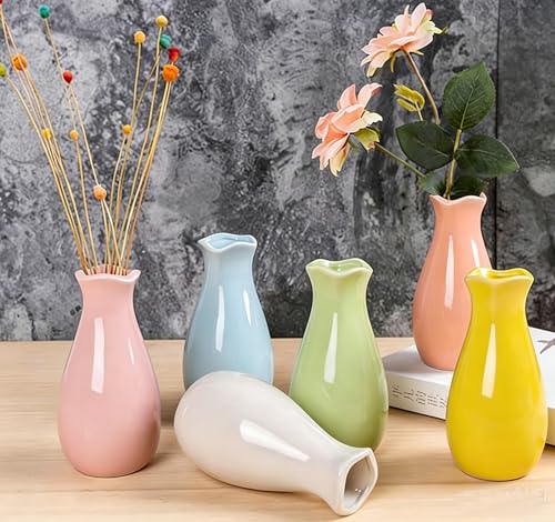 Small Ceramic Bud Vase Flower Single Stem Vase Mini Decorative Floral Holder Home Decorative Floral Centerpiece for Home Decor Centerpiece Wedding Party Table Vase (Green) - color: Green