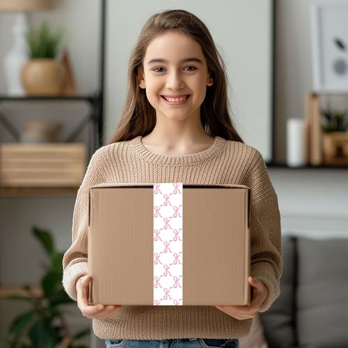 Whaline 109 Yard Pink Bow Packing Tapes Coquette Bowknot Decorative Gift Wrapping Tape for Small Business DIY Crafts Box Carton Decor - style: Pink Bow