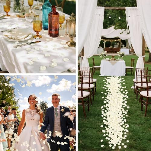 1000 Pcs Rose Petals Artificial Silk Flower Petals Romantic Decorations for Wedding Engagement Birthday Event Anniversary Party Backdrop Supplies Beige - color: Beige