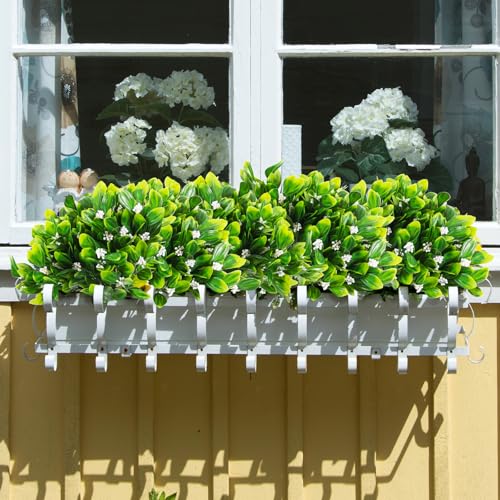 SJL Fake Plastic Plants, 10Pcs Artificial Flowers for Outdoor Fake Greenery Stems Faux Spring Flower UV Resistant Plastic Plants No Fade Faux Greenery for Garden Porch Patio Planter Home Decor(White) - color: Bundle White Gladiolus