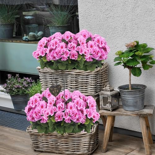 CITYES 8 Pcs Artificial Geraniums Flowers Silk for Outdoors UV Resistant Artificial Geranium Bush Purple Pink Faux Flowers Plant Geraniums for Garden Home Decor Patio Vase Table Centerpiece - color: Purple Pink