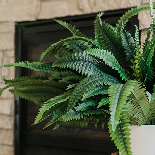 CQURE Artificial Boston Ferns for Outdoors, 42 Inch Large Fake Fern Plant with 48 Fronds, Set of 2 Realistic Artificial Fern Bushes for Indoor Outdoor Garden, Porch, Patio Decor - size: 42" 48 Leaves-2pc-A