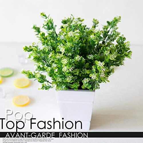 CATTREE Artificial Plants, Faux Plastic Bean Flowers Shrubs Fake Grass Leaves Simulation Greenery Bushes Indoor Outside Home Garden Office Yard Verandah Wedding Decor - 8 Pcs - color: Bean Shrubs-8 Pcs