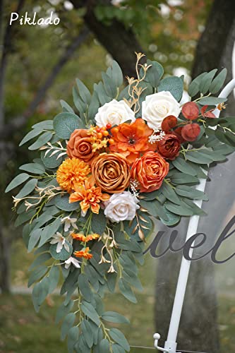 Faux Flower Swag Set of 2 for Wedding Welcome Signs Floral Swag Reception Ceremony Decor Orange - color: Orange
