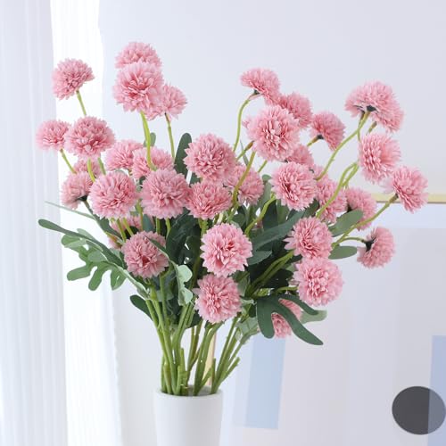 LVEFIT 10 Pcs Blush Kiku Flower Fake Mums Long Stem Flowers,Faux Kiku Flower Bulk,Silk Flowers Mini Chrysanthemum Floral Arrangements,Artificial Flowers Chrysanth Mini Fake Flower - color: Blush
